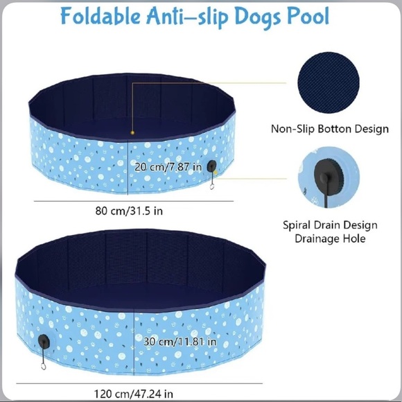 Pet Dog Swimming Pool, Portable PVC Pet Dog Pool, Collapsible Non-Slip Puppy - Picture 3 of 9